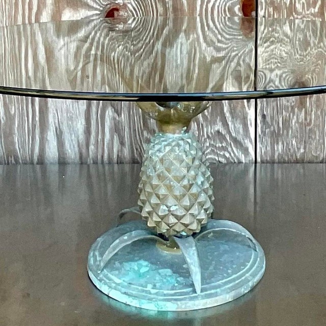 Mid 20th Century Vintage Boho Patinated Brass Pineapple Coffee Table For Sale - Image 12 of 13
