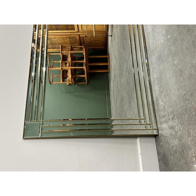 Large Brass Beveled Facet Cut Rectangular Mirror, 1980s For Sale - Image 13 of 13