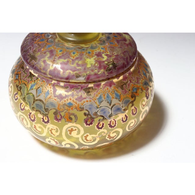 Amethyst Vintage Bohemian Czechoslovakian Glass Powder or Trinket Jar With Crystal Finial For Sale - Image 8 of 18