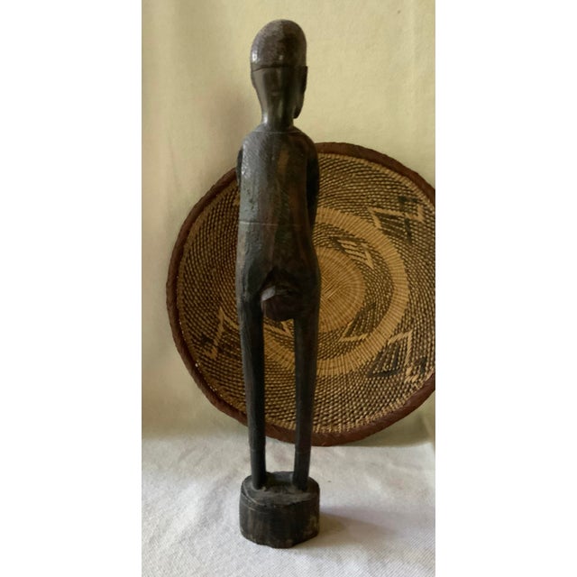 Ebony Vintage African Ebony Wood Drummer Figurine For Sale - Image 8 of 18