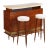 Mid Century Mahogany and Parchment Bar and Stool Set, Brass Details For Sale