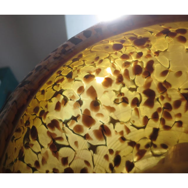 Tortoiseshell glass with dark brown, beige, and cream flecks, scattered gold flecks throughout. Heavy walls and good...