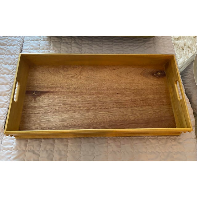 1970s Vintage Oversized Acacia Wood Serving Tray For Sale - Image 5 of 8