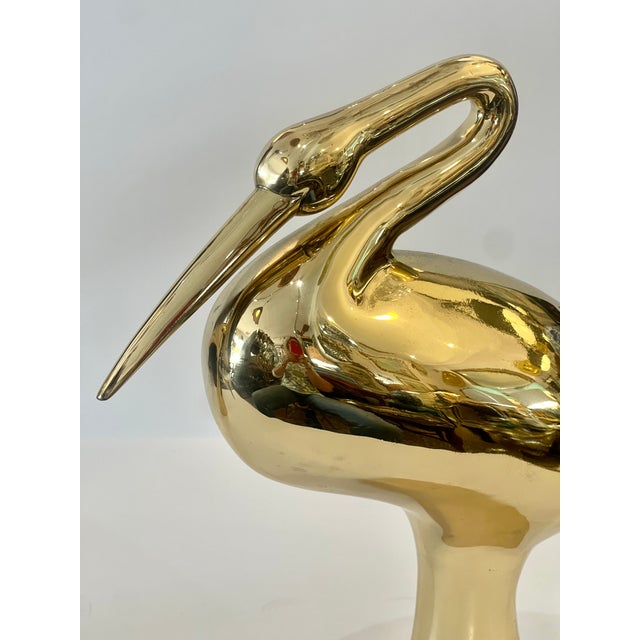 Italian Art-Deco Style Brass Crane Sculptures, Set, 1960s. For Sale In West Palm - Image 6 of 12