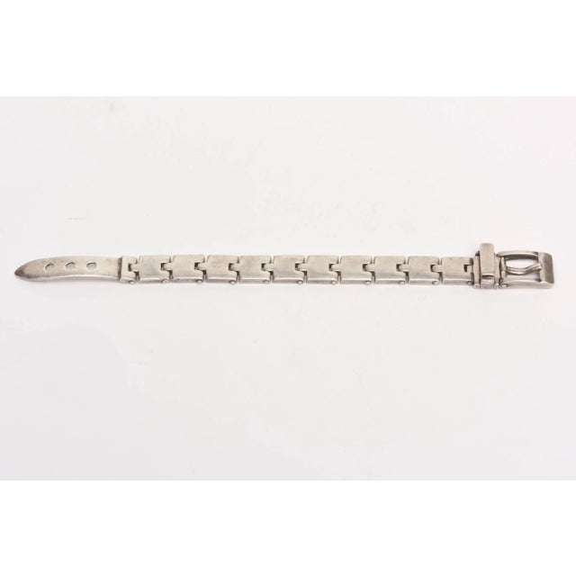 Vintage Sterling Silver Buckle Bracelet For Sale - Image 4 of 10