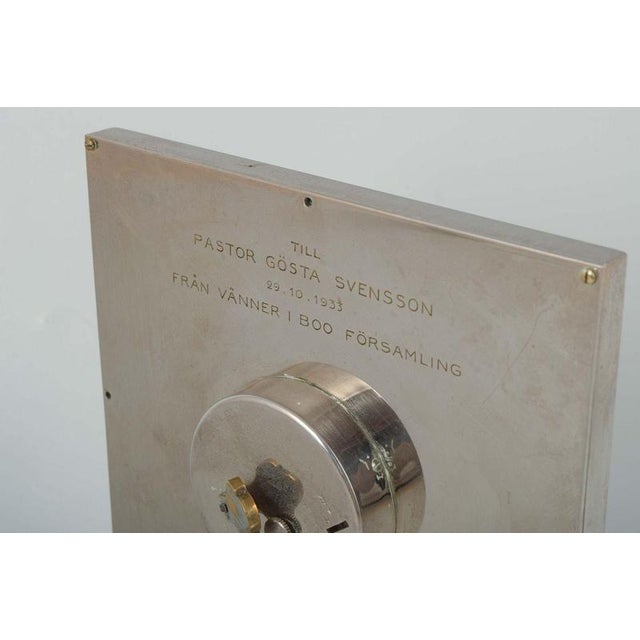 1930s Art Deco Rectangular Silver-Plated Mantel Clock Base, Sweden, 1930s For Sale - Image 5 of 6