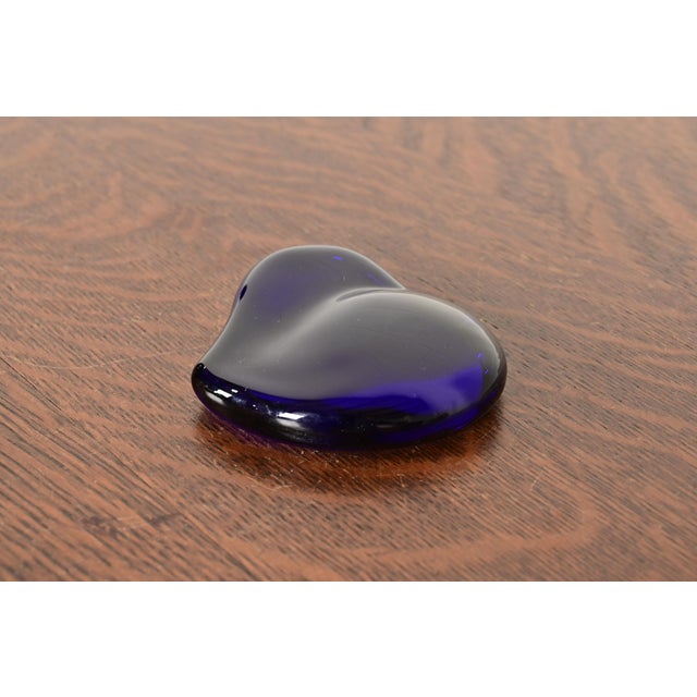 Elsa Peretti for Tiffany & Co. Cobalt Blue Murano Glass Heart Shaped Paperweight For Sale - Image 10 of 10