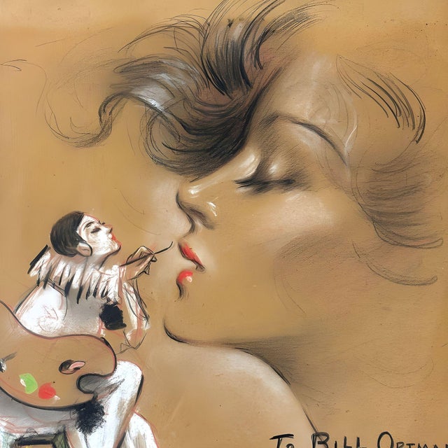 Art Deco 1934 Female Portrait Pastel on Paper by Henry Clive For Sale - Image 3 of 5