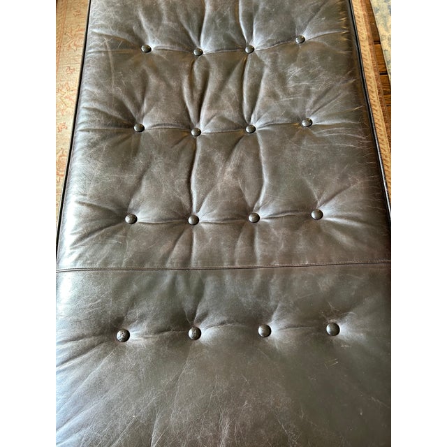 Large Rectangular Dark Tobacco Leather Ottoman For Sale - Image 4 of 12