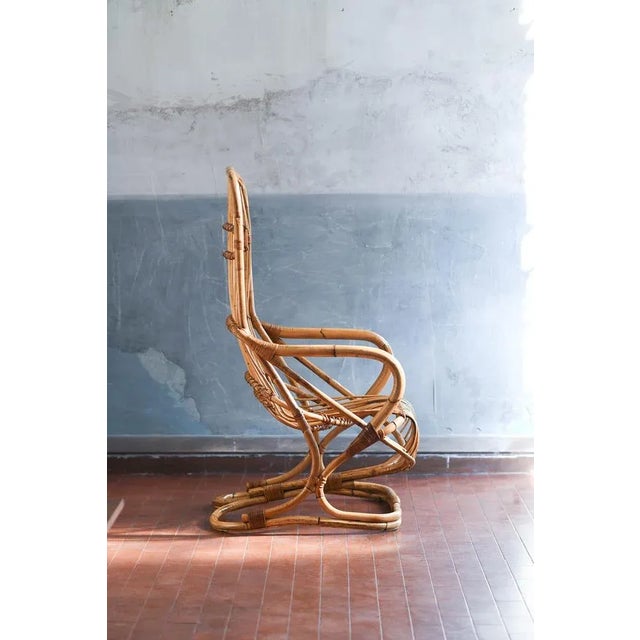 Rattan Armchair with High Backrest, 1970s, in Very Good conditions. Designed 1970 to 1979