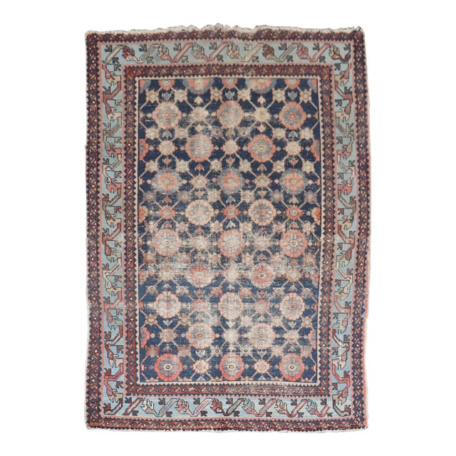 Early 20th Century Worn Persian Mini Khani Malayer Rug - 4'4" x 6'2" For Sale