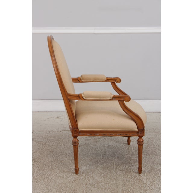 1990s Pair French Louis XVI Fauteuil Open Armchairs For Sale - Image 5 of 18