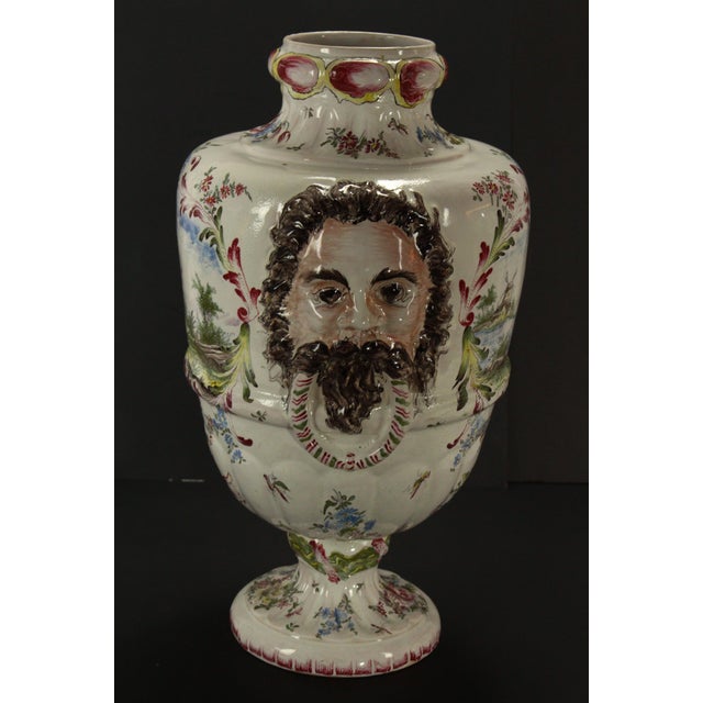 French 19th Century Hand Painted Faience Lidded Urn Veuve Perrin, France For Sale - Image 3 of 12