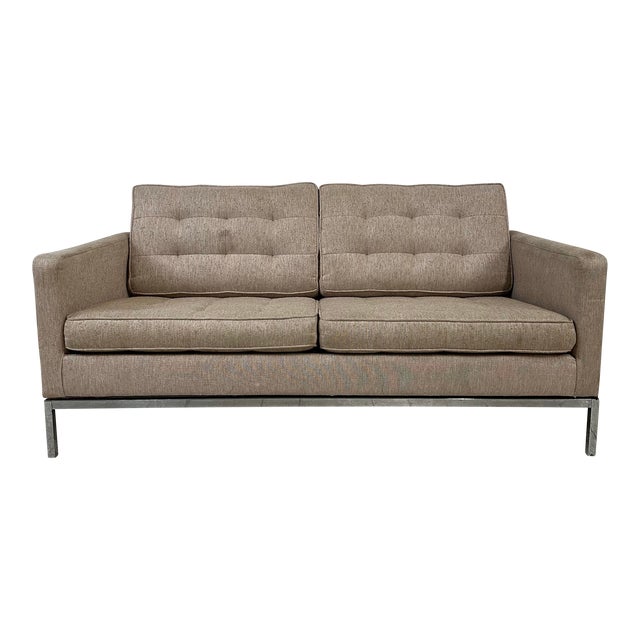 Mid Century Modern Florence Knoll Relaxed Two Seater Sofa Loveseat for Reupholstery For Sale