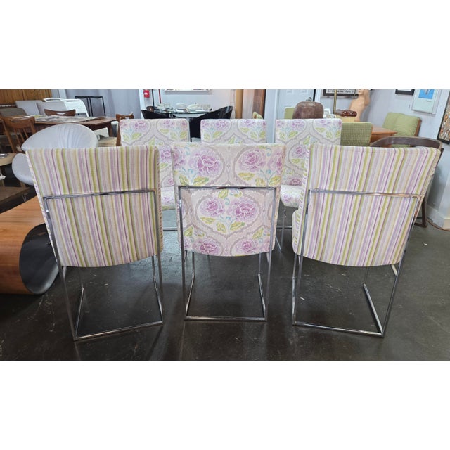 This set of 6 thin frame dining chairs, Model 1187-110, originally designed by Milo Baughman in 1971. These particular...