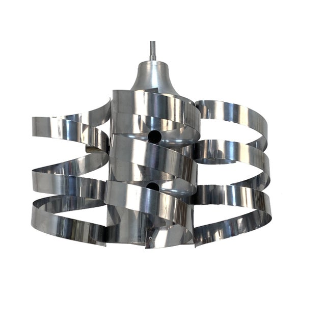 Max Sauze Chromed Steel and Aluminum Cyclone Pendant by Max Sauze for Sciolari, 1960s For Sale - Image 4 of 10