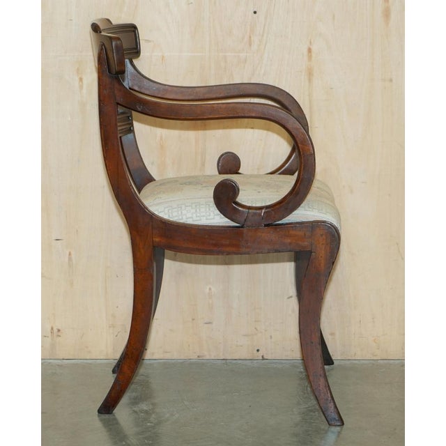 Vintage Regency Style Hardwood Saber Leg Office Desk Chair For Sale - Image 17 of 18