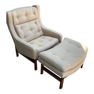 Mid-Century StyleUpholstered Chair & Ottoman For Sale