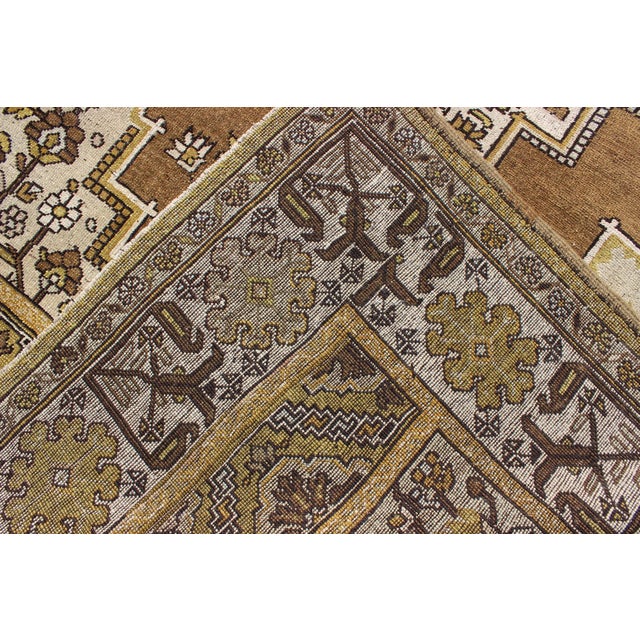 Textile Vintage Turkish Oushak Rug in Warm Brown, Ivory, and Golden Yellow Tones For Sale - Image 7 of 8
