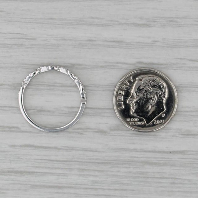 Metal 0.24ctw Woven Diamond Stackable Ring 18k White Gold Wedding Band Size 5 Bridal For Sale - Image 7 of 9