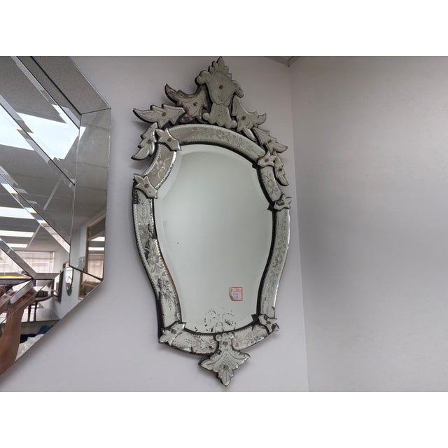 Vintage Venetian Beveled and Etched Mirror For Sale - Image 11 of 13
