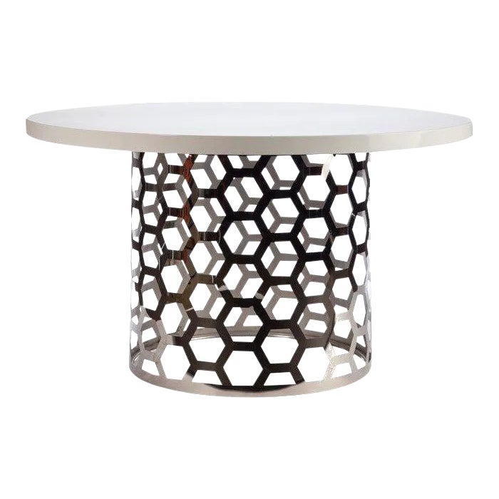 Modern White Top Silver Laguna Dining Table Chairish