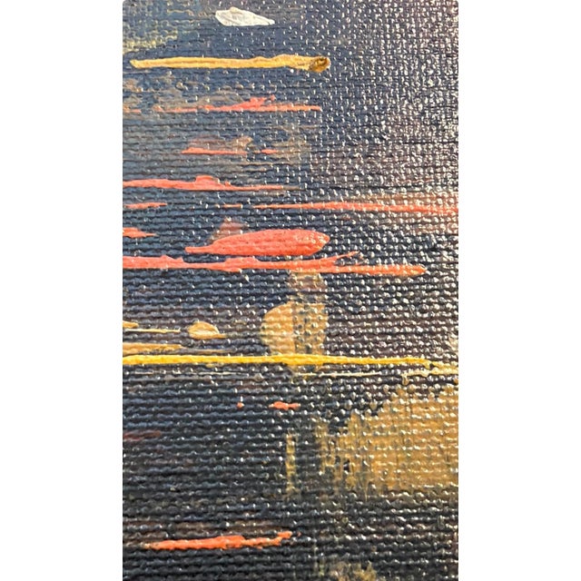 1960s Mid-Century Modern Abstract Cityscape Painting Signed R. Styles For Sale In Chicago - Image 6 of 9