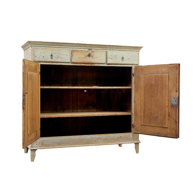Mid 19th Century Swedish Scraped Paint Cupboard, 1850 For Sale - Image 5 of 10