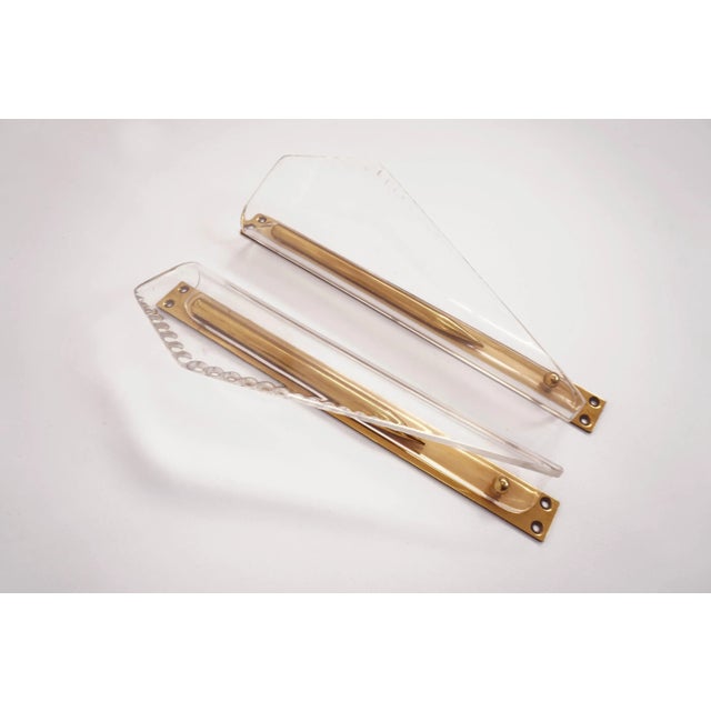 Italian Plexi and Brass Door Handles, 1950s, Set of 2, in Very Good conditions. Designed 1950 to 1959