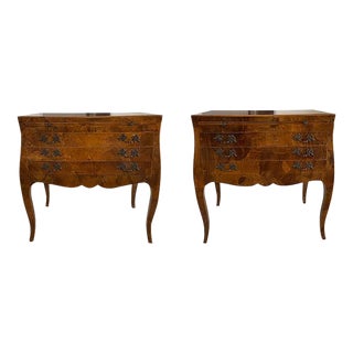 20th Century Italian Burl Wood Nightstands - a Pair For Sale