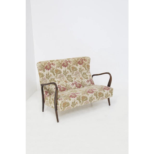 Sofa in Wood and Floral Fabric attributed to Paolo Buffa, 1950s For Sale - Image 11 of 11