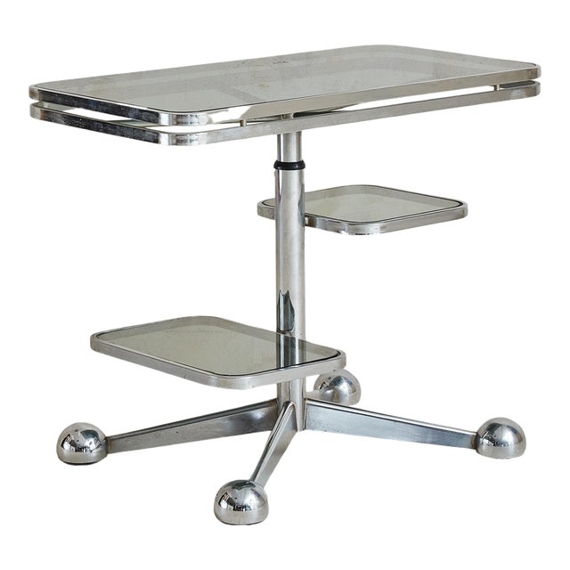 Chrome + Smoked Glass Bar Cart by Allegri Arredamenti, Italy 1970s For Sale