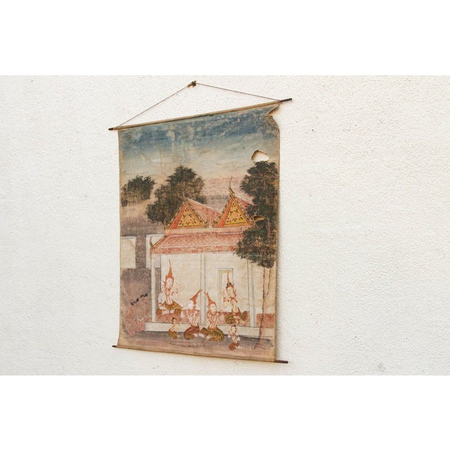 Wood Antique Vessantara Thai Scroll Painting For Sale - Image 7 of 11