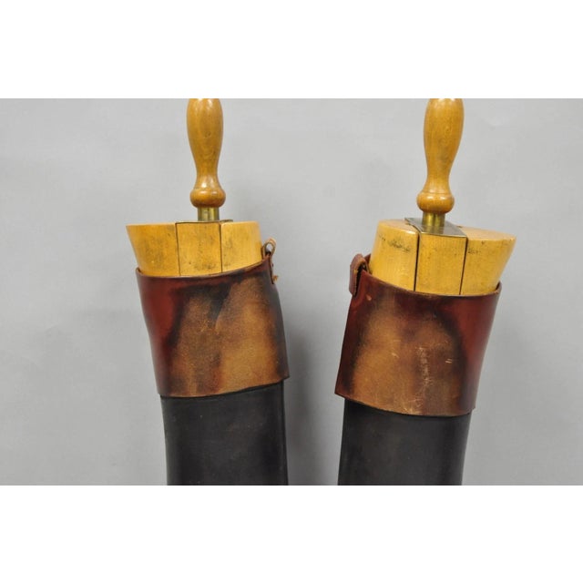 Vintage Maxwell London English Leather Black & Brown Horse Riding Boots W/ Trees For Sale - Image 12 of 18
