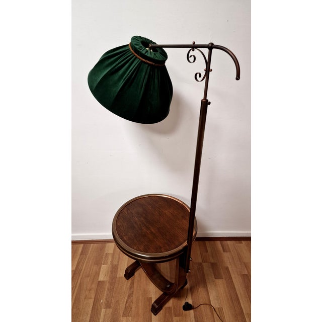 Brown Art Deco Reading Table with Integrated Lamp, 1940s For Sale - Image 8 of 18