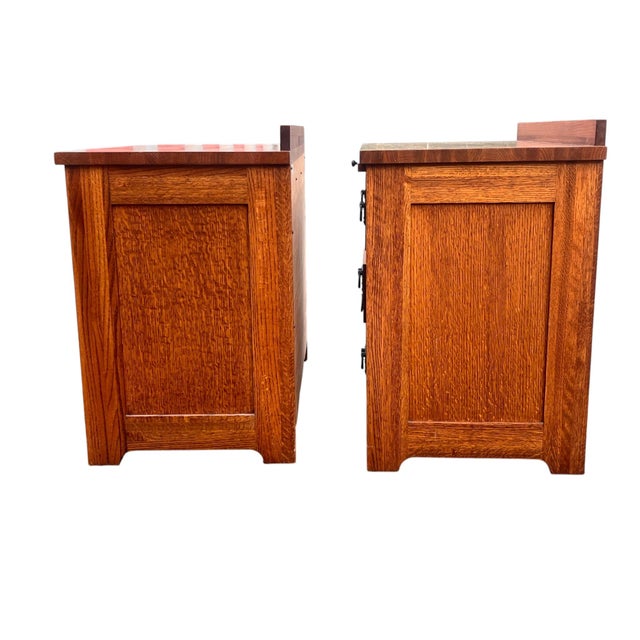 Late 20th Century Mission Oak Nightstands End Tables Michaels Furniture for Restoration Hardware, 2 Pieces For Sale In New York - Image 6 of 17