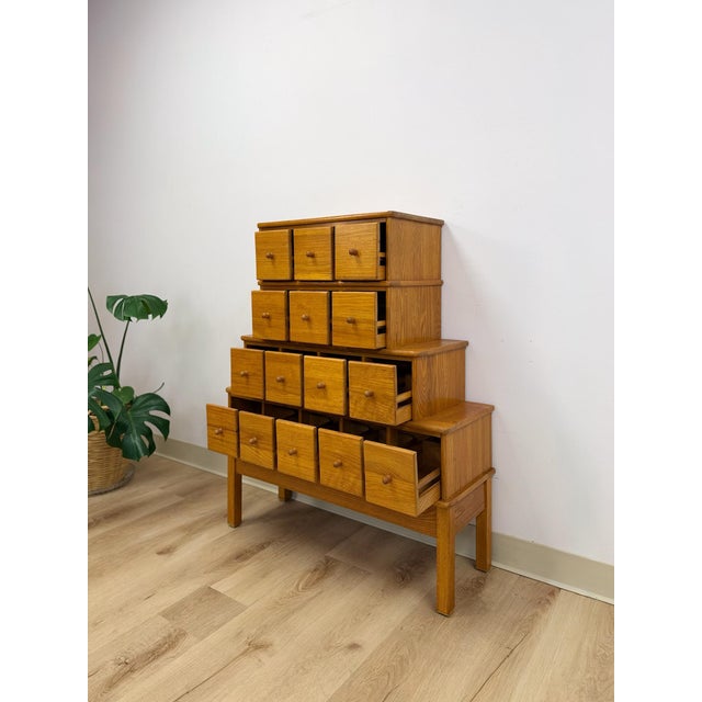 Handmade Vintage Tiered Apothecary Cabinet Fifteen Drawers Antique Style For Sale - Image 13 of 15