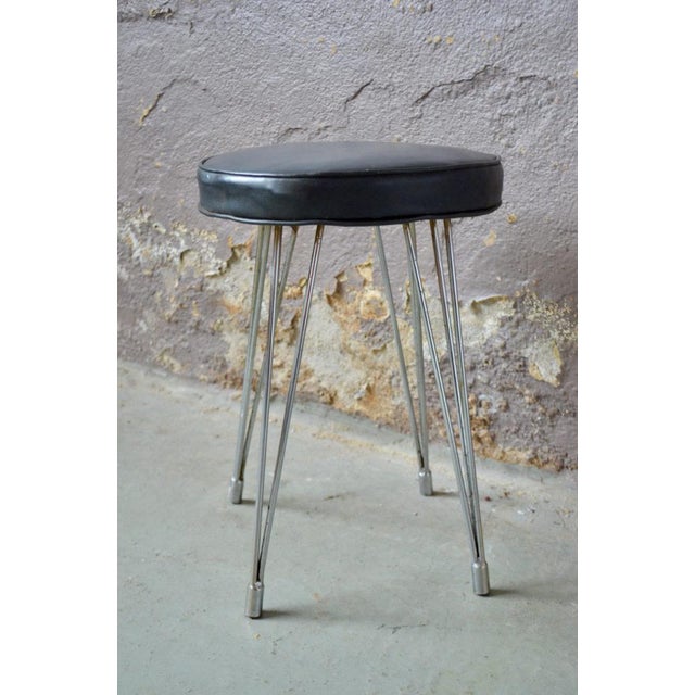 Black Vintage Stool with Eiffel Base, 1960s For Sale - Image 8 of 11