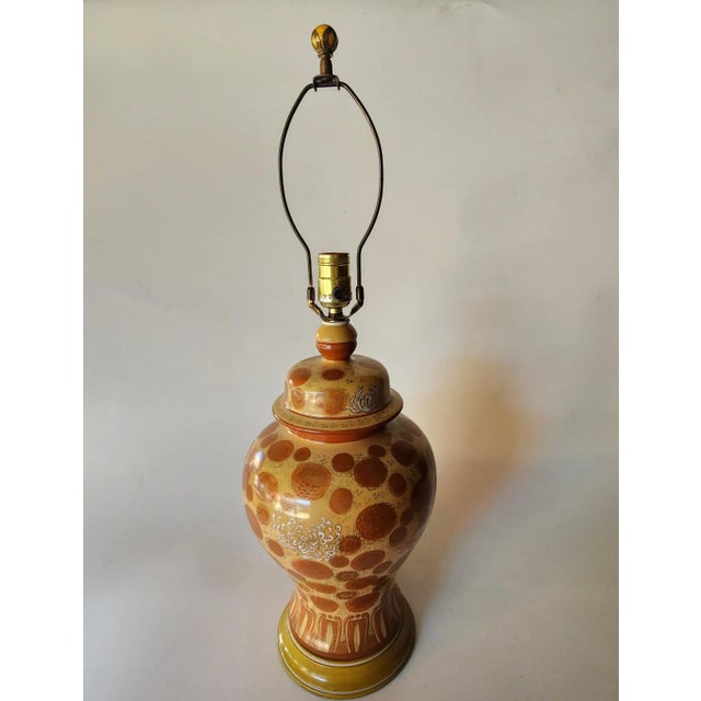 Metal Mid Century Fujita Kutani Chrysanthemum Lamp and Ball Finial For Sale - Image 7 of 7