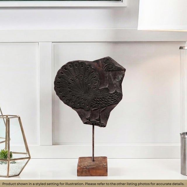 Dimensions: 10" W x 5" D x 17" H Are you a fan of peacock motifs or just looking for some unique livingroom decor, then...