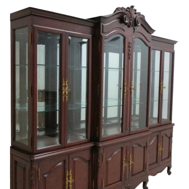 Antique BAU French Country Sideboard Breakfront China Cabinet Display Monumental For Sale - Image 9 of 12