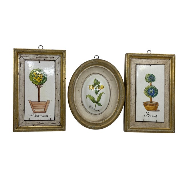 Ornamental & Decorative Materials Vintage French Style Topiary Framed Wall Art - A Set of 3 For Sale - Image 7 of 9