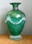 Vintage Green Art Glass Vase With Relief Faces For Sale - Image 10 of 12
