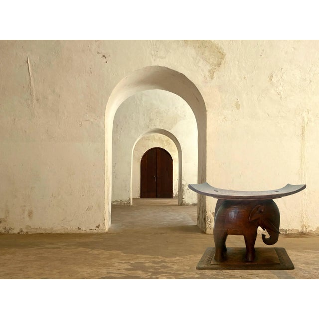 Tribal African Ashanti Royal Elephant Hard Wood Stool (Asante Esona Dwa) For Sale - Image 3 of 11