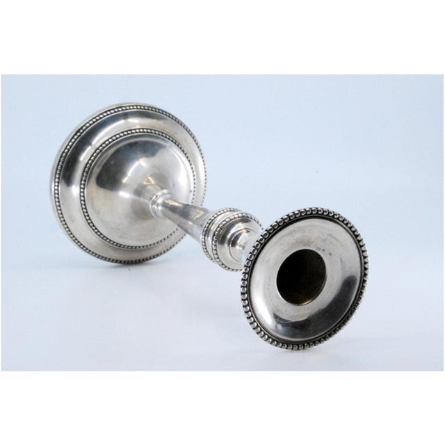 Solitary Candlestick in Plain Silver with Grooves For Sale - Image 9 of 10