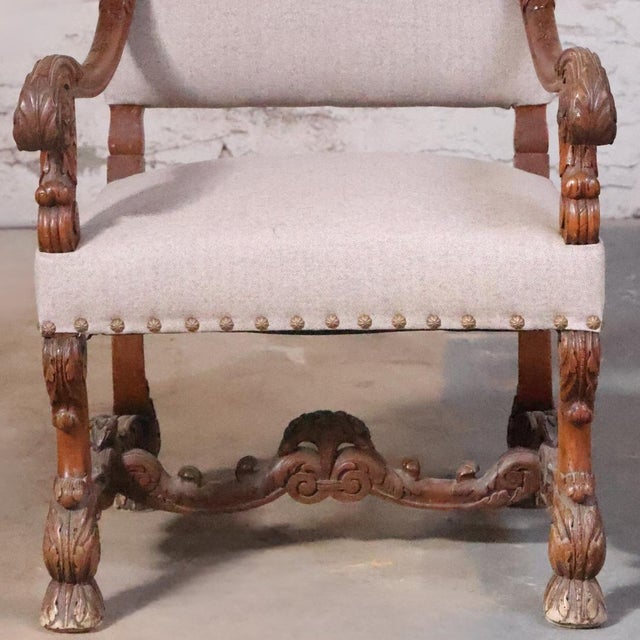 19th Century French Baroque Carved Walnut Armchair For Sale In Birmingham - Image 6 of 6