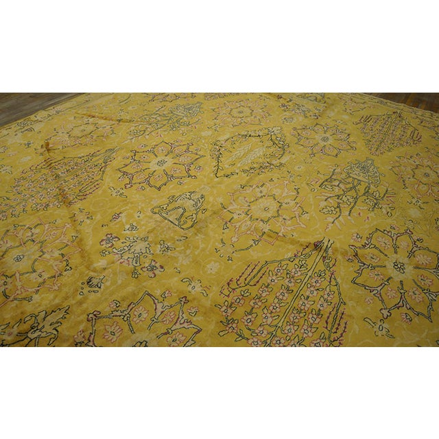 Rare and Beautiful Floral Design on Yellow-Mustard Background Color Antique Indian Lahore Rug For Sale In New York - Image 6 of 7