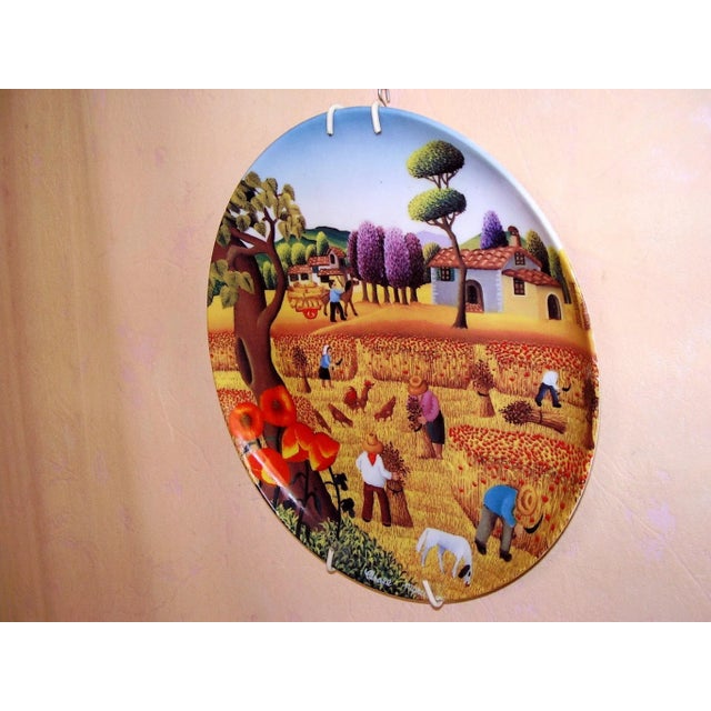 Rare Plate Glazed Ceramic Hand Painted By Genre Naif Painter Sculptor Cesare Marchesini Years 50-60. This piece has an...