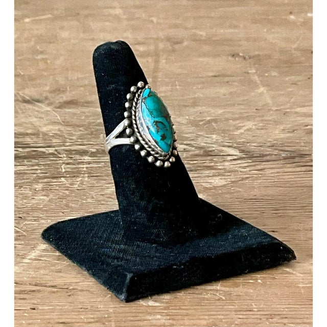 Vintage Boho Native American Style Turquoise Ring For Sale - Image 11 of 12