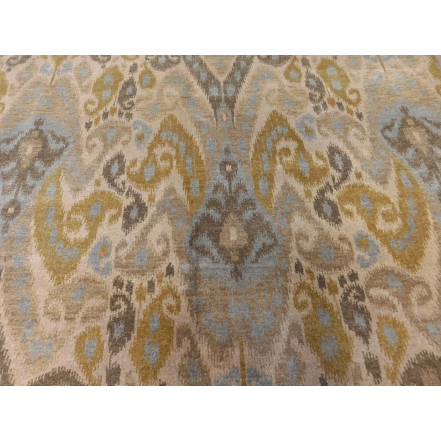 Hand Knotted Rug of Ikat Design in Soft Color Palette. For Sale In Los Angeles - Image 6 of 18